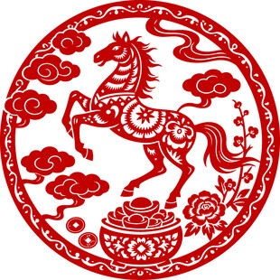 2026年马踏金元宝剪纸贴花