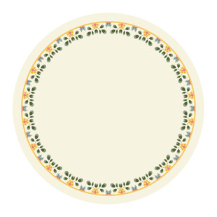花卉装饰的圆形空白餐盘