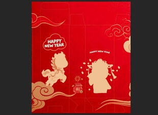 红色喜庆新年红包锁底盒包装