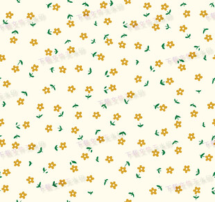 小黄花绿叶无缝图案背景