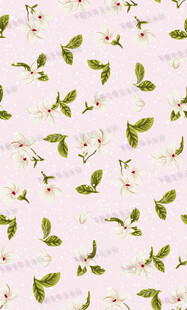 清新花卉绿叶无缝图案