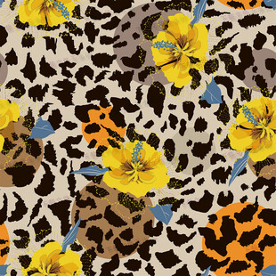 豹纹花卉图案面料