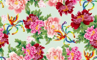 花卉图案背景色彩绚丽