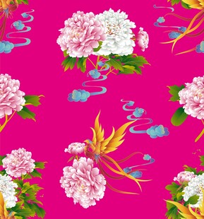 粉色底花卉鱼纹精美图案