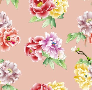 粉色背景花卉图案
