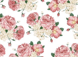 粉色花卉无缝图案设计无缝数码印
