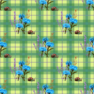 蓝花格子图案背景设计