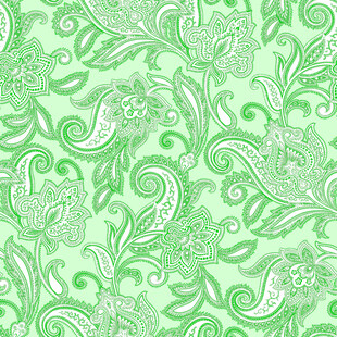 浅绿色佩斯利花纹图案背景