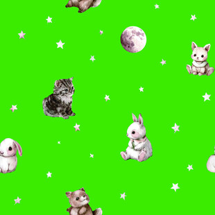 绿色背景可爱动物图案