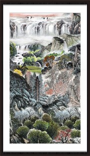 聚宝盆山水画 