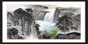 瀑布风景画 