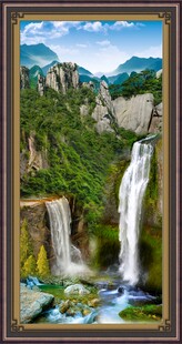 壮丽山水瀑布景观图