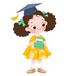 戴学士帽扎蝴蝶结泡泡裙认真学习