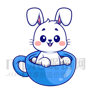 杯子里的可爱小兔子