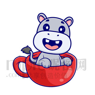 杯中小河马萌趣超可爱