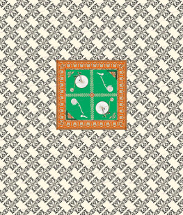 方形绿底图案装饰元素