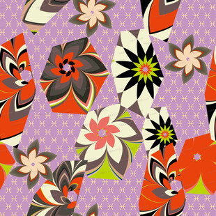 日式花卉面具图案设计