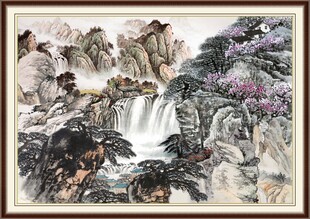 山水国画瀑布图