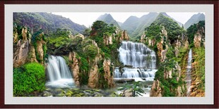 壮丽山水瀑布景观图