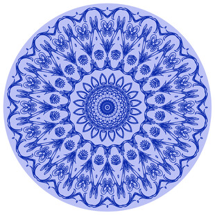 蓝白圆形精美曼陀罗图案