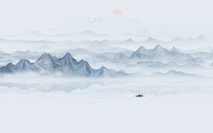 新中式水墨山水画