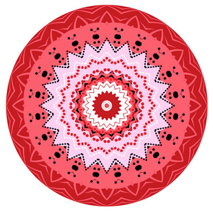红色精美圆形曼陀罗图案