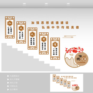 仁义礼智信楼梯墙