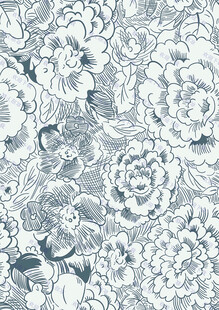 蓝白花卉图案纹理背景