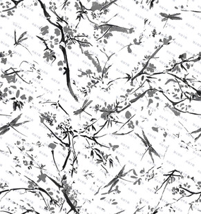 黑白树枝纹理艺术图案