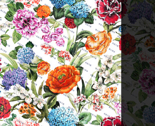 多彩花卉图案布料