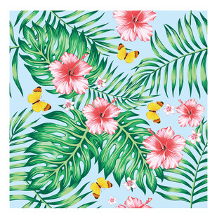 热带花卉蝴蝶无缝背景