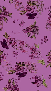 手绘花  洋红底