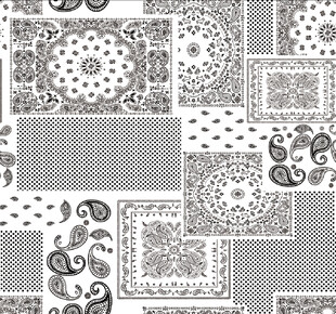 黑白佩斯利花纹图案设计