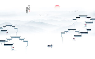 新中式水墨江南背景墙