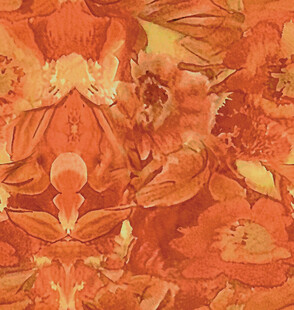 橙黄花卉抽象艺术图案