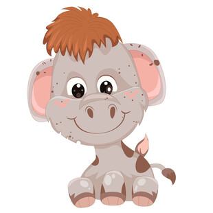 卡通风可爱小象看图识物动物卡片