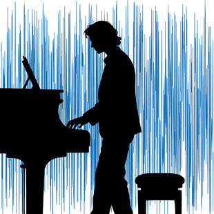 钢琴演奏者的优雅剪影