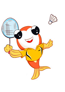 卡通金鱼打羽毛球形象