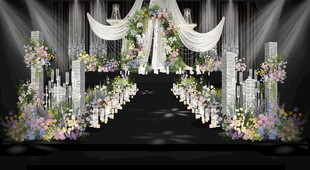 浪漫花卉装饰的婚礼通道