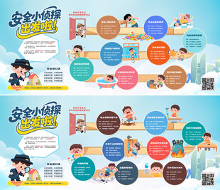家庭儿童安全游戏宣传背景板