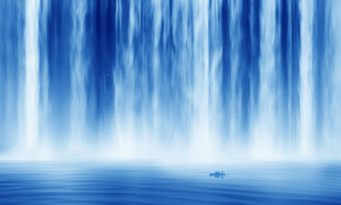 招财瀑布山水画幕墙