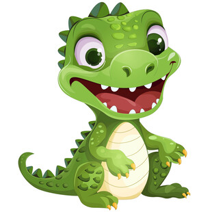卡通可爱小鳄鱼看图识物动物卡片