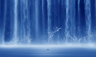 流水生财瀑布山水画