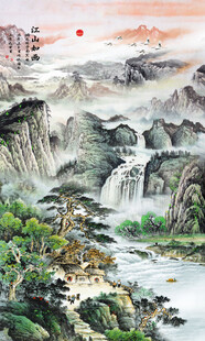 竖幅玄关山水画