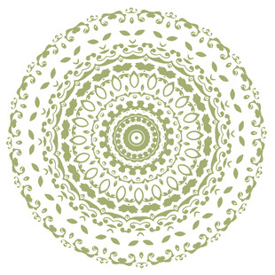 绿色圆形曼陀罗花纹图案