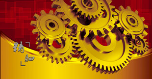 金色齿轮组工业机械美感