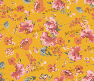 黄色花卉图案布料
