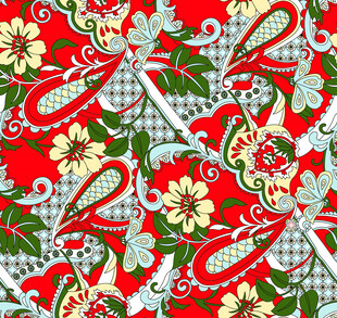 复古花卉几何图案织物纹理