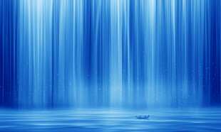 招财瀑布山水画