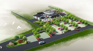 景区酒店停车厂景观效果图